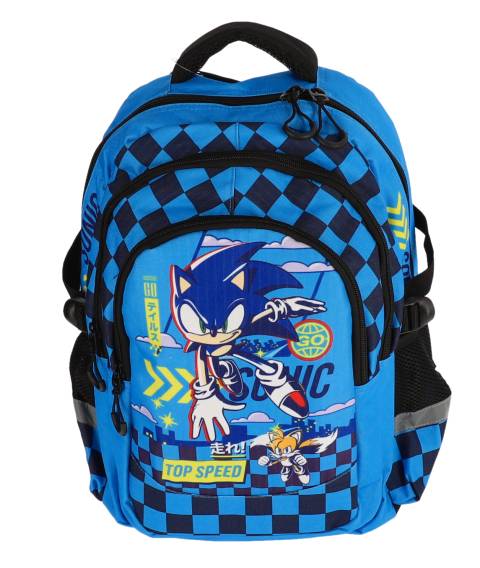 Ghiozdan Scolar SONIC 3F 42HX30X20cm Albastru
